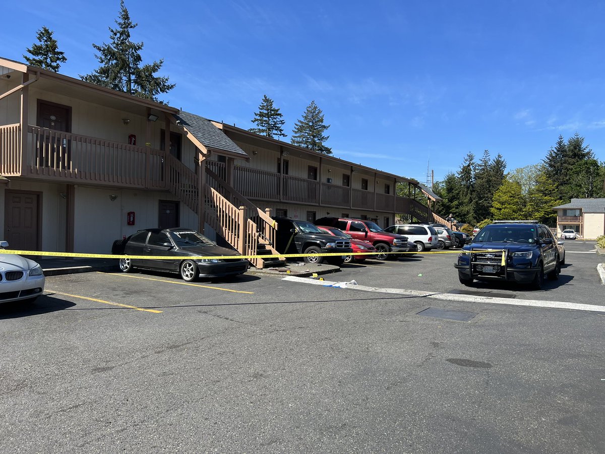 WSP Crime Lab on scene in Lakewood after a woman was shot and killed last night at the Western Inn on S Tacoma Way.