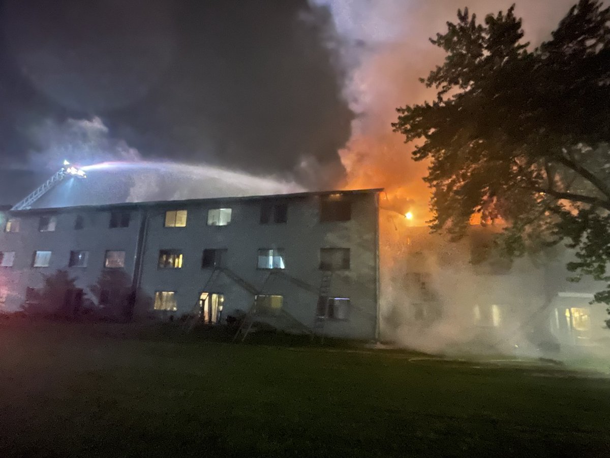 Approx. 1:55 AM PGFD units were dispatched to a multifamily dwelling in the 6800-block of Riverdale Rd. in Lanham for a reported structure fire. On scene crews found fire showing on the second floor. The fire extended to the roof and a third alarm was initiated