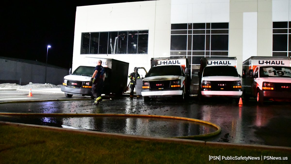 Commercial Vehicle Fire Arson UHAUL   3979 N. Freeway  Engine 8 is cleaning up, investigator is on scene after extinguishing three UHAUL trucks set ablaze. This is the fourth arson fire at this location in recent months. It appears the suspect(s) were siphoning fuel