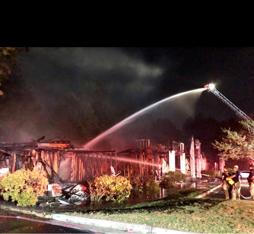 Firefighters still putting water on Clayton Co apt blaze that left 35 homeless. Flames destroy entire building at Ashford at Stone Crest complex. No injuries reported.