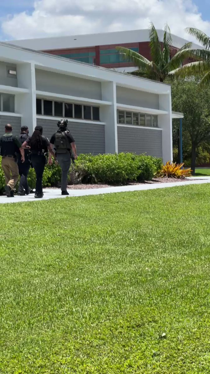 Heavy police presence at Broward College Central Campus.