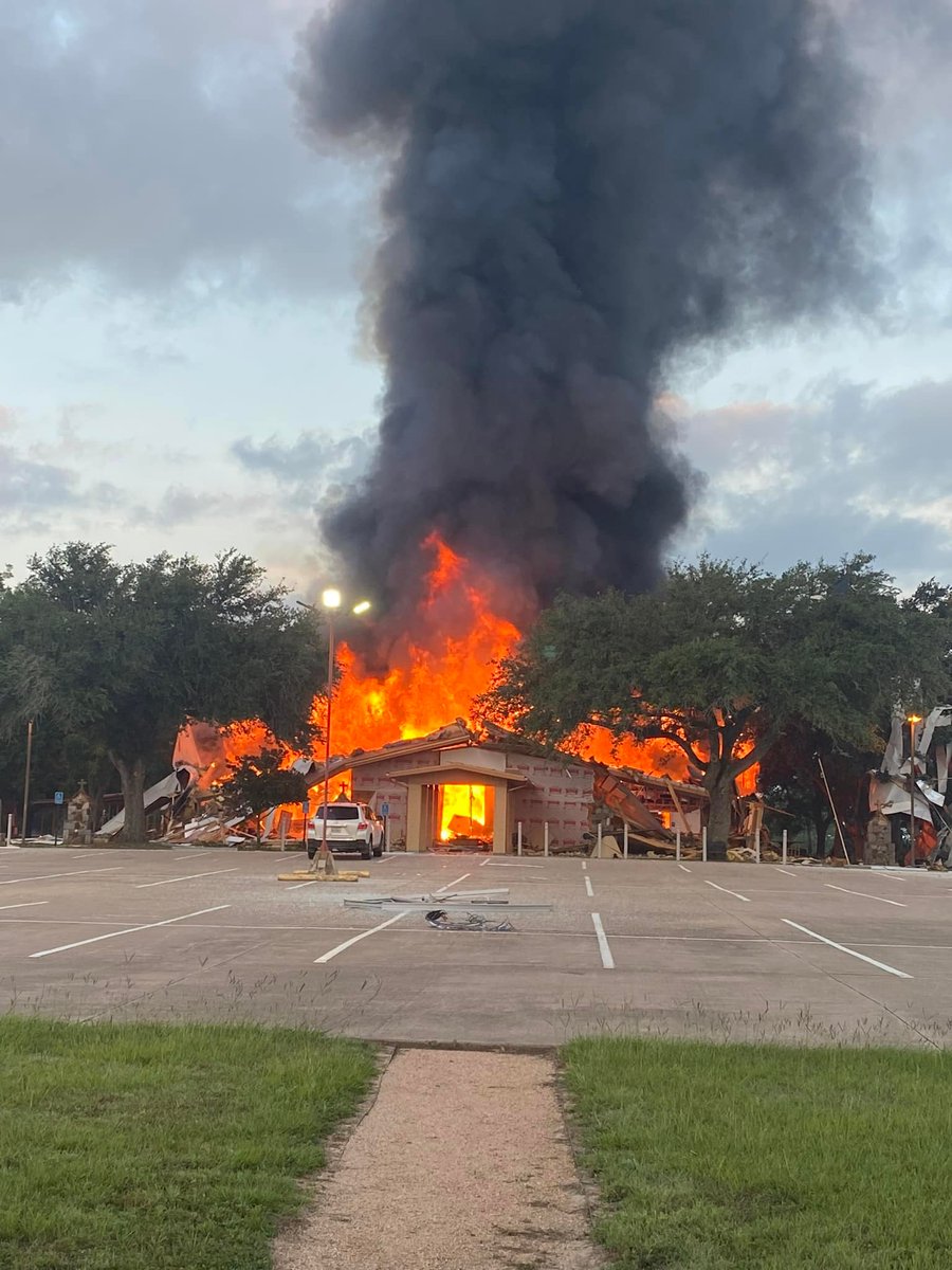 A large fire at a Catholic church has closed a road just southwest of La Grange this morning.