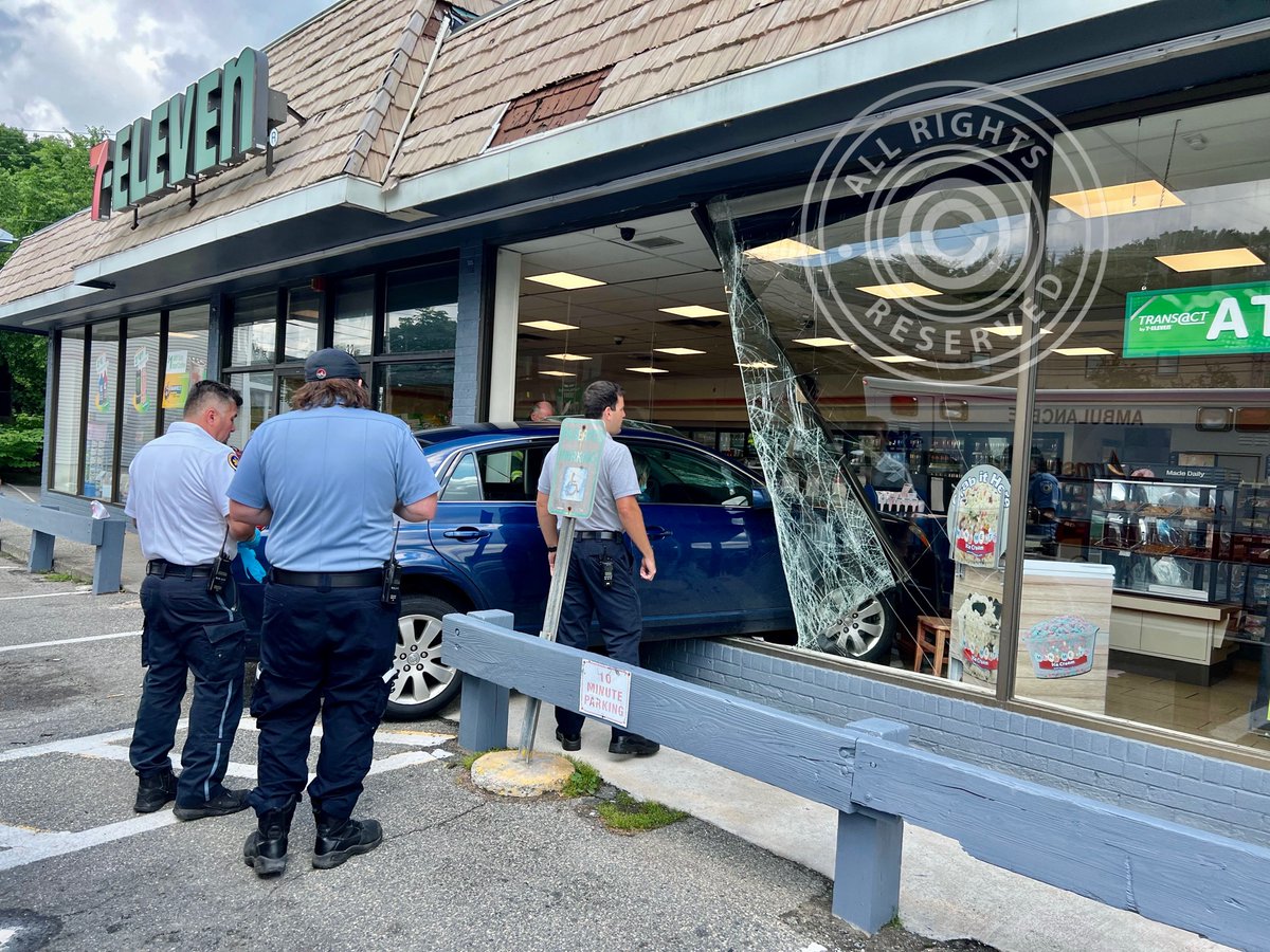 Saugus MA, Single Car accident 32 Hamilton St car into the 7-11 store,two elderly occupants of the car not hurt, no one injured in the store.Inspectional services working with the FD to secure property. Business will be closed until deemed safe