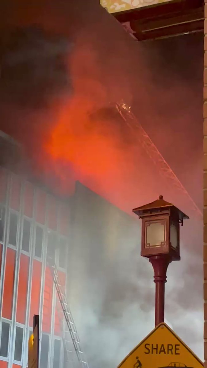 Flames still blazing in the heart of Philly's Chinatown—near popular restaurants Jane Harbor, Dim Sum Garden, and Vivi Bubble Tea.  Fire officials tell there's been a partial building collapse, dozens evacuated—but fortunately no injuries so far