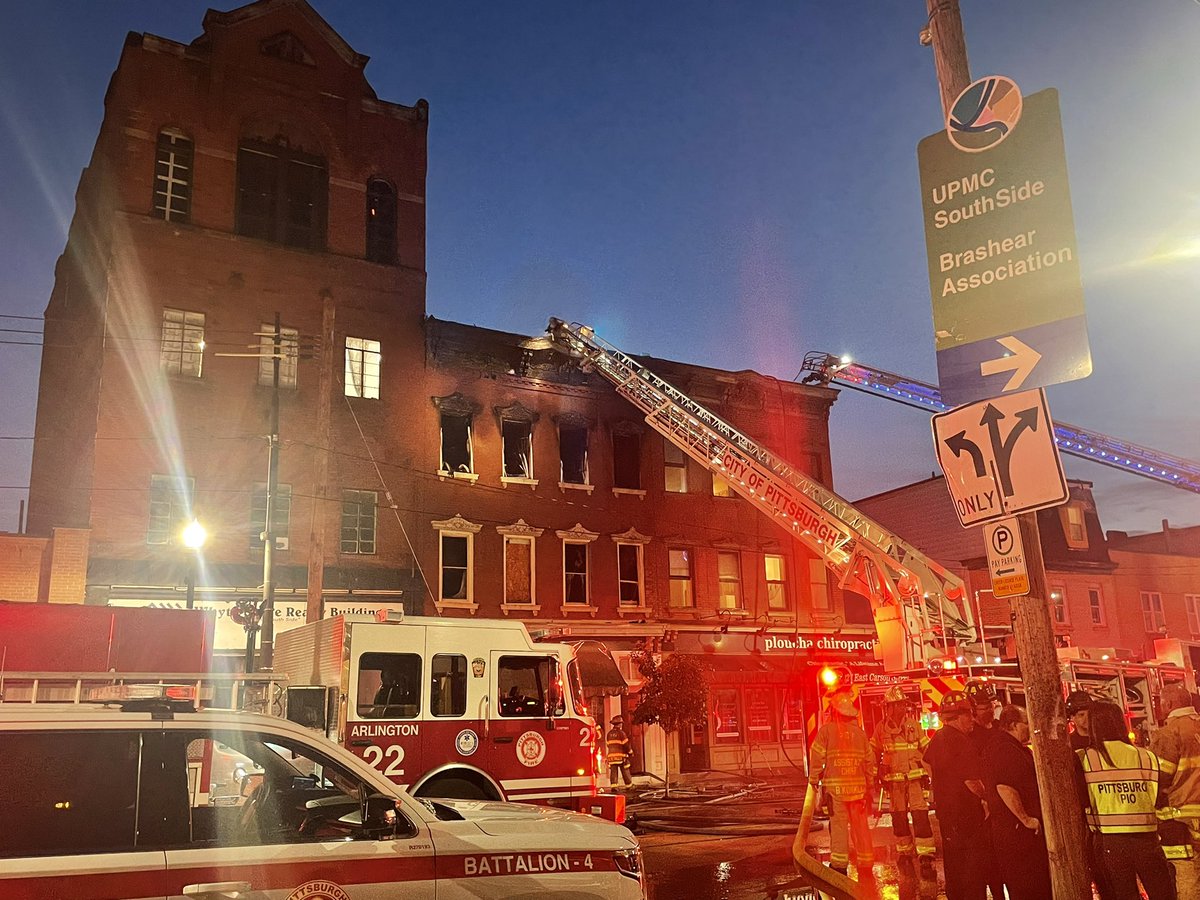 East Carson Street between S 19th and S 20th streets.  Several firefighters are here to put out an early morning fire.   There are no reported injuries.