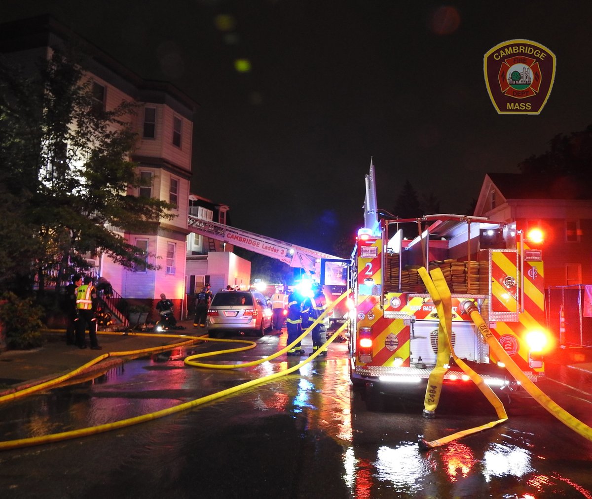 2 alarms, Box 2-38 were ordered this morning for the fire in a 3-story, wood-frame multiple residence at 171 & 173 River St.  Time of the initial alarm: 1228 am Six engines, 4 ladders, 2 squads, Rescue 1, 2 division chiefs, with command/I)support units worked at the fire