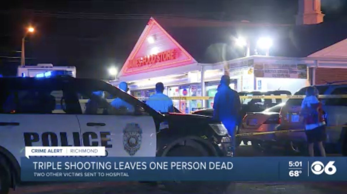 @RichmondPolice say one man is dead, two others wounded in a triple shooting at a Southside grocery store last night. The 2nd victim has life-threatening injuries and a 3rd is expected to be okay