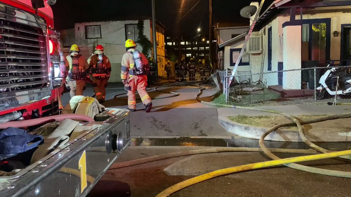 Firefighters have extinguished a house fire near 7th Ave & Van Buren St. Crews arrived to find a large amount of smoke coming from a back bedroom. Two people will be displaced, there are no reported injuries on the fireground