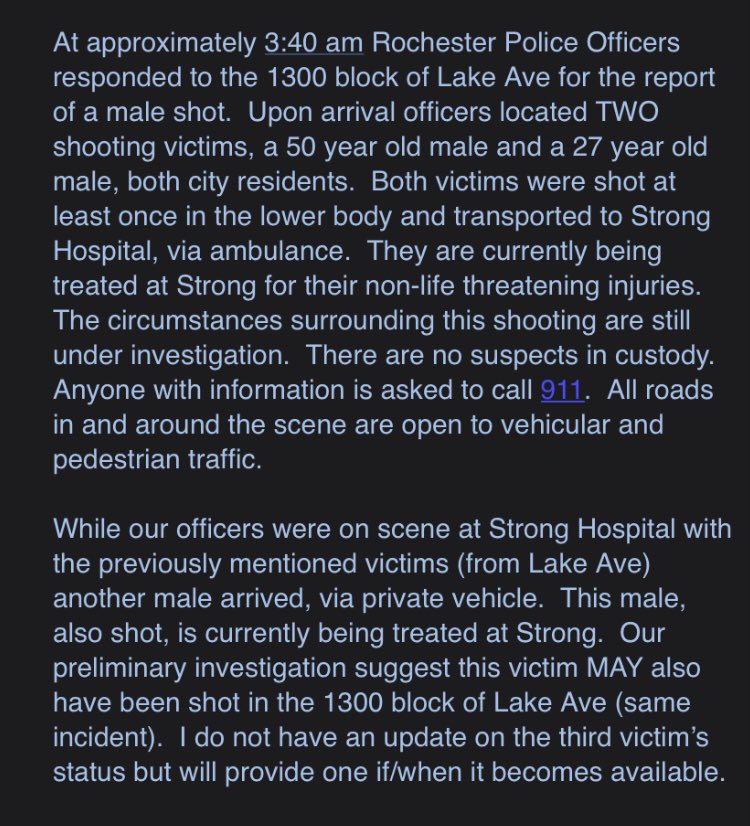 3 male shooting victims. All 3 May be connected to Lake Ave shooting call