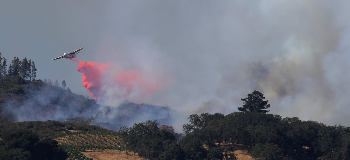 16:9 format day at the PineFire above Cloverdale, Tuesday. Highly visible from the valley floor, the fire burned about 14 acres