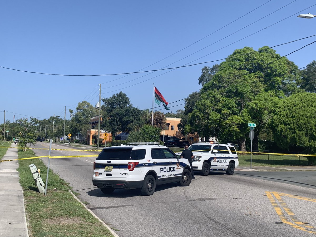 On the scene in St. Petersburg where the FBI served a warrant at the Uhuru House. Caution tape and squad cars everywhere.