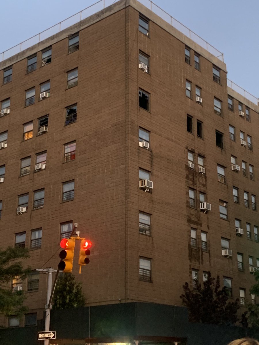 Scene of this deadly apartment fire in the Jackie Robinson houses that started just before 3 this morning in a 6th floor apt. A 5-year-old girl dead, her father and his girlfriend critical. Dogs also caught in the fire