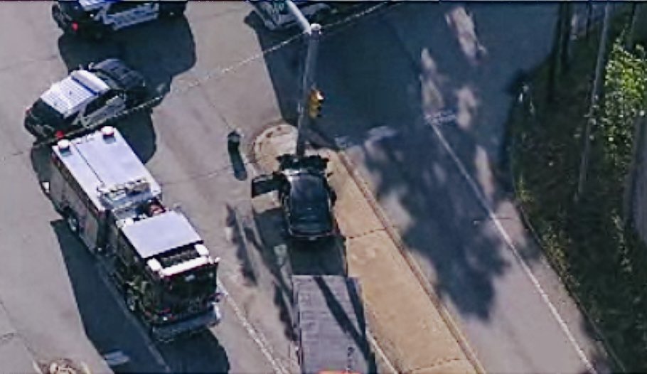 Serious crash in Springfield, Delco at the intersection of State Road & Collins Drive involving one vehicle hitting the traffic light post. Emergency crews are currently on scene.
