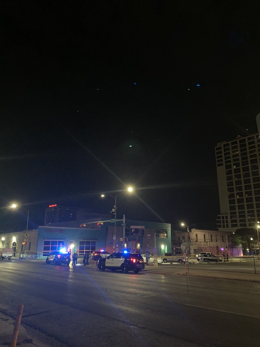 600 Block of Neches is shut down. A woman was found with multiple gunshot wounds and life-threatening injuries this morning. No one is in custody.