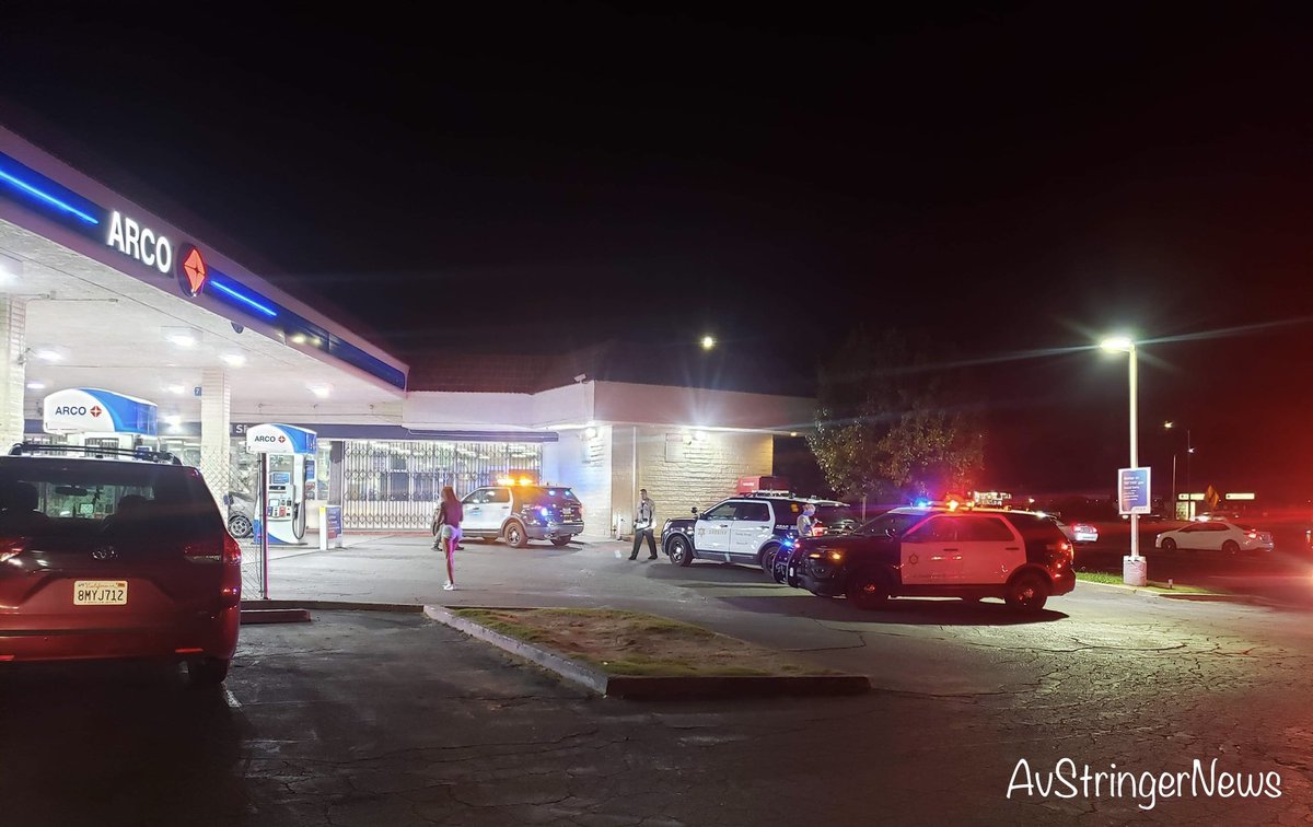 Lancaster,Ca: 245Gsv(assault with a deadly weapon/gun shot victim) Division St and Ave J, at the Arco gas station. Caller advices a female is screaming that someone got shot. No victim located, 1 casing located by deputies. Picture credit: AvStringerNews