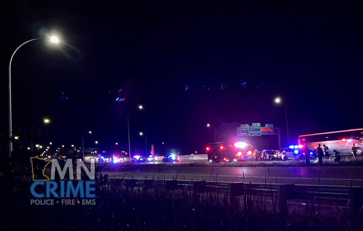 BURNSVILLE: Officers, Fire and EMS are on scene of a motorcycle crash with apparent serious injuries on northbound I-35W just north of Cliff Rd. - One motorcyclist was down and unresponsive at the scene, officers said. Another motorcyclist was apparently not injured