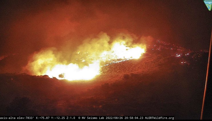 Some insane nighttime views of the CherryGulchFire in Nevada. This area is under a fire weather watch tomorrow, with SW winds 10 to 20 mph with gusts up to 35 mph. The combination of gusty winds and low humidity will create critical fire weather conditions