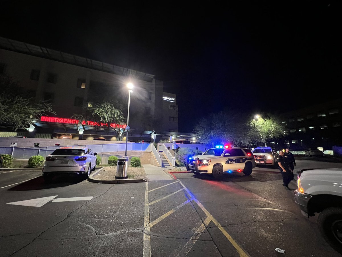 Massive scene at Honor Health Deer Valley Medical Center, where the two officers were transported. This Level 1 Trauma Center is roughly a mile from the shooting scene