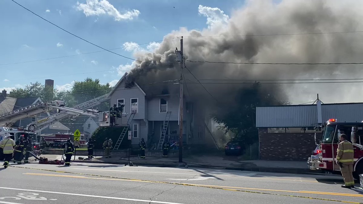 Large fire in Manchester Smoke exiting every opening wmur