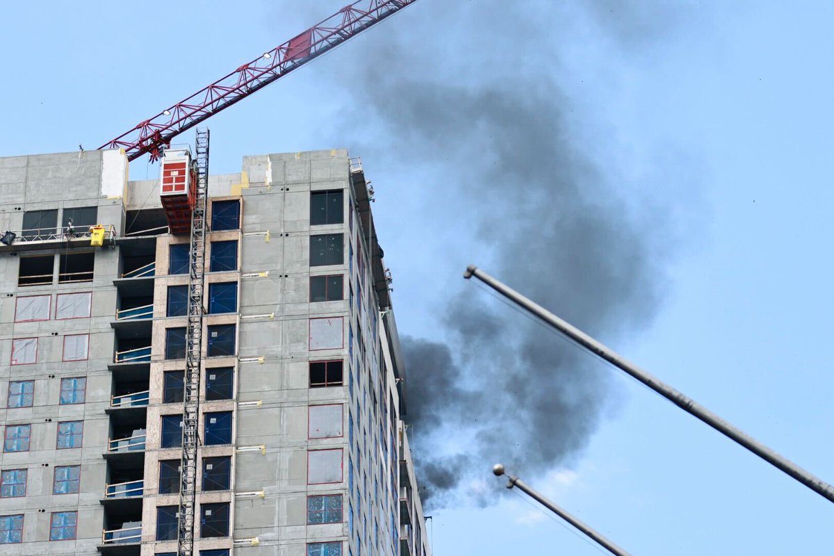 Busy streets in downtown Atlanta have closed due to a fire at a downtown Atlanta tower under construction sending a highly-visible plume of smoke over the skyline.