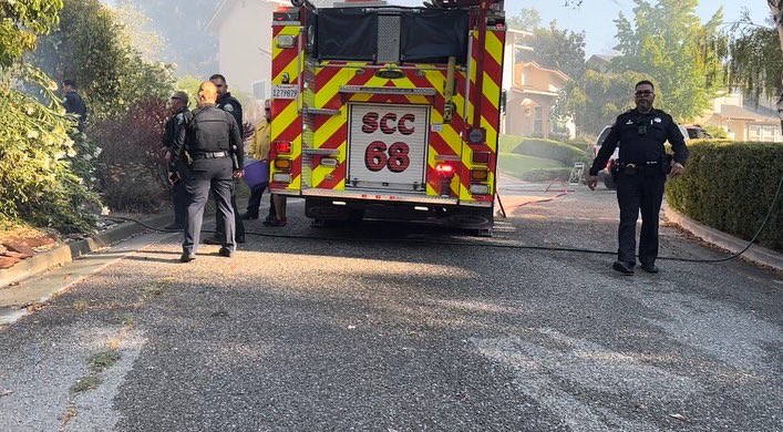 Firefighters responded to a residential structure fire near E. Dunne Ave X Jackson Oaks Dr WhiteFire. Gazebo on fire in the rear of the structure. Firefighters were able to extinguish the fire and mitigate any extensions to nearby residence @MorganHillPD