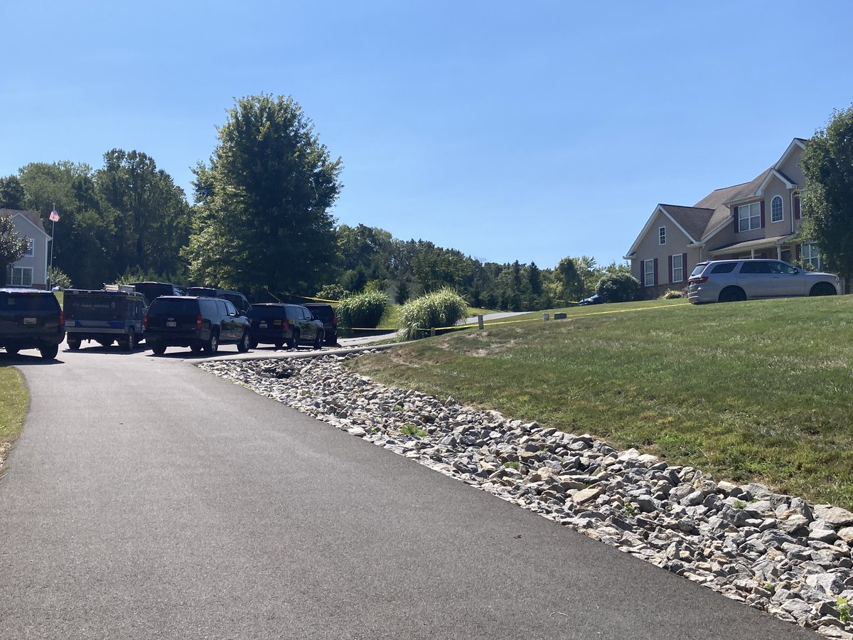 Scene in Cecil County near the Maryland-Delaware line where  hearing a shooting took place with multiple bodies found inside in Elk Mills   Animal control just took a dog (Dalmatian breed) out of the home