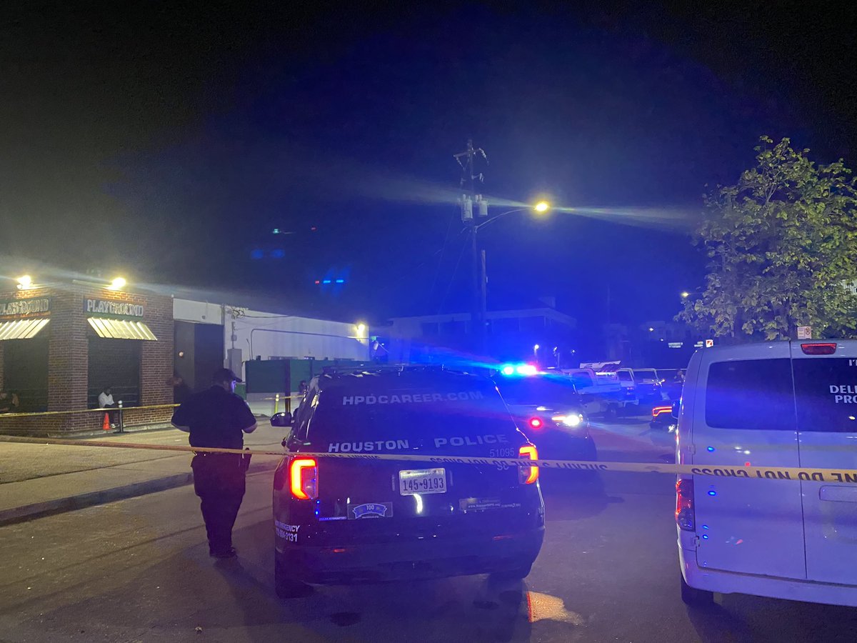 Police at the scene of an officer involved shooting near the 1200 block of Main St. According to HPD—Preliminary info is a Harris County Sheriff's Office deputy shot a suspect in the hand outside of a business in the area