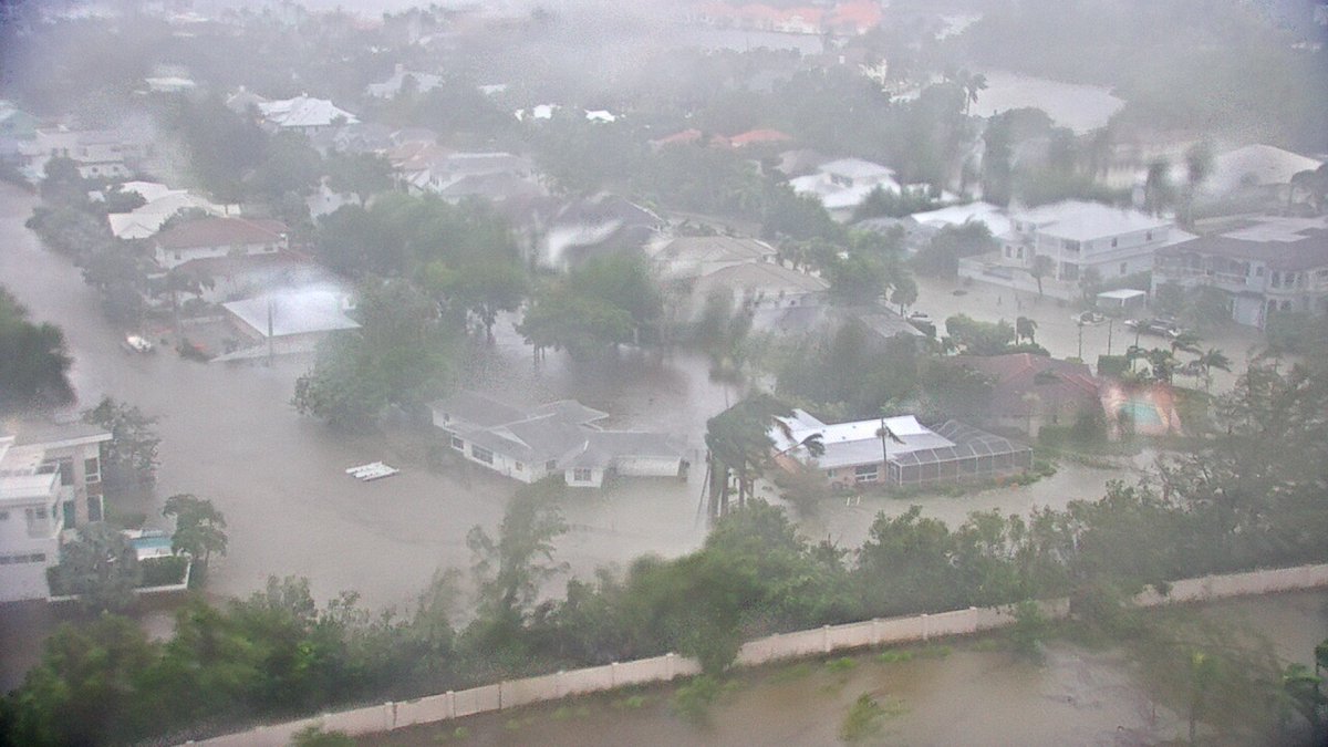 A view of Naples Grande  shows flooding across residential areas as a result of Hurricane Ian's catastrophic storm surge