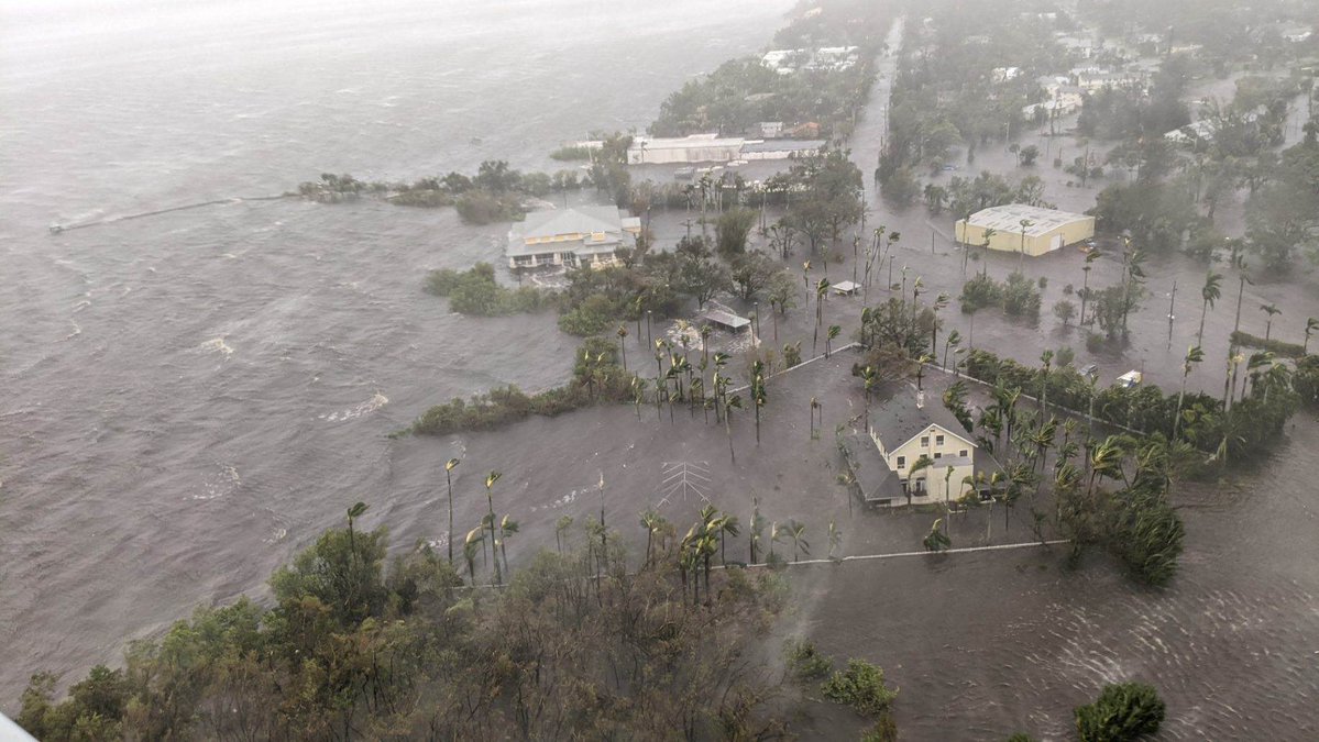 A view from the Oasis Grand Apartments in FortMyers shows the extent of flooding caused by Hurricane Ian