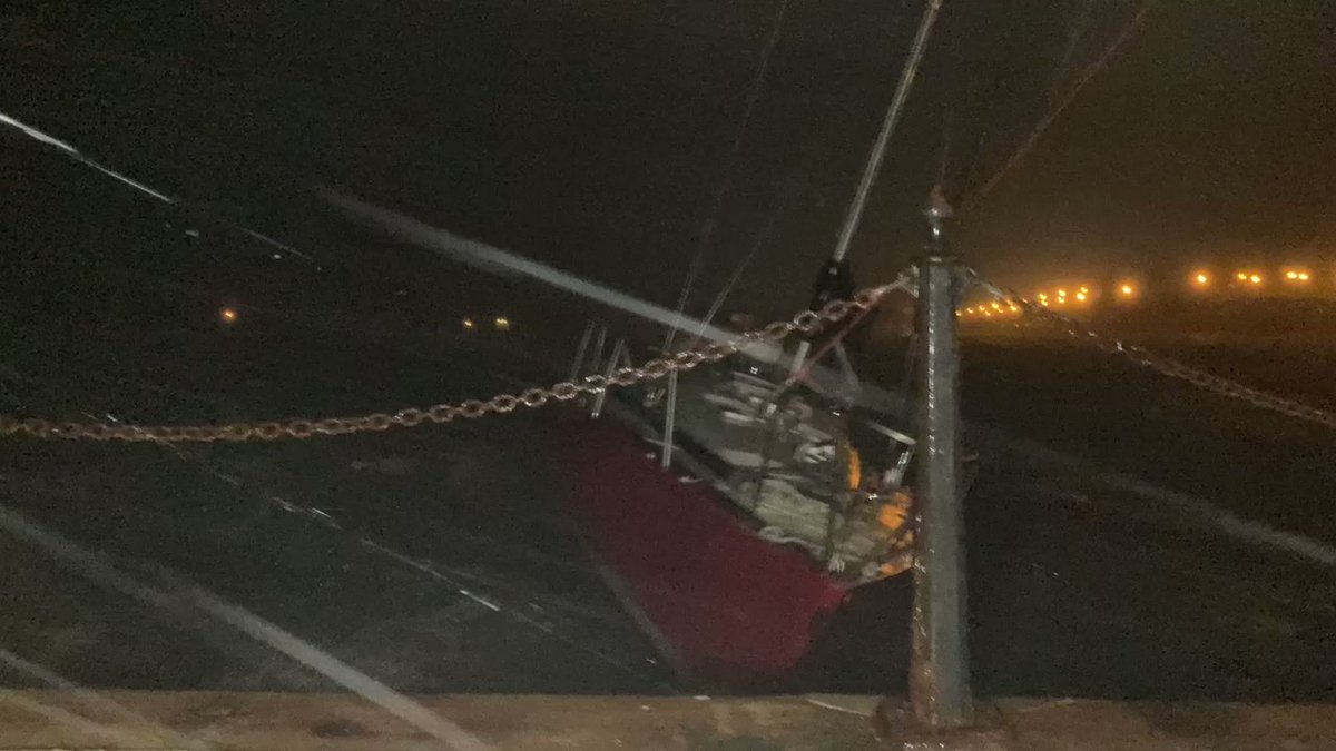 Runaway sailboat on the Matanzas- SAFD has tied the boat off so hopefully it won't crash into the bridge of lions- doesn't appear to be anyone onboard