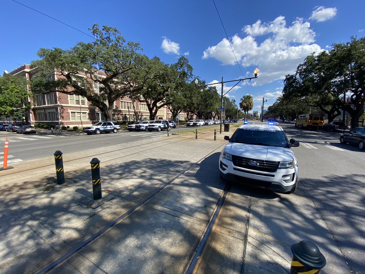 Heavy police presence outside Warren Easton, which is just a block away