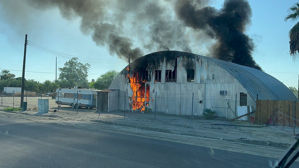 Vehicle Fire Inside a Structure in Coachella RPT @ 10:09 AM - Ave 54 x Cesar Chavez St. Firefighters quickly contained a fire involving piece of agricultural machinery at 29:32. Resources committed about an hour
