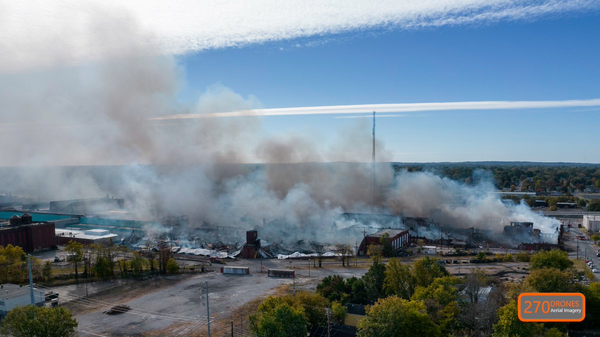 Big warehouse fire this morning in evansville Indiana.  Here's a few shots from the air near the fire