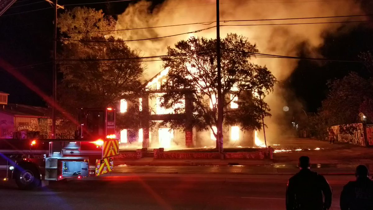 Dallas firefighters on scene of a building fire in West Dallas. This near FabricationYard.