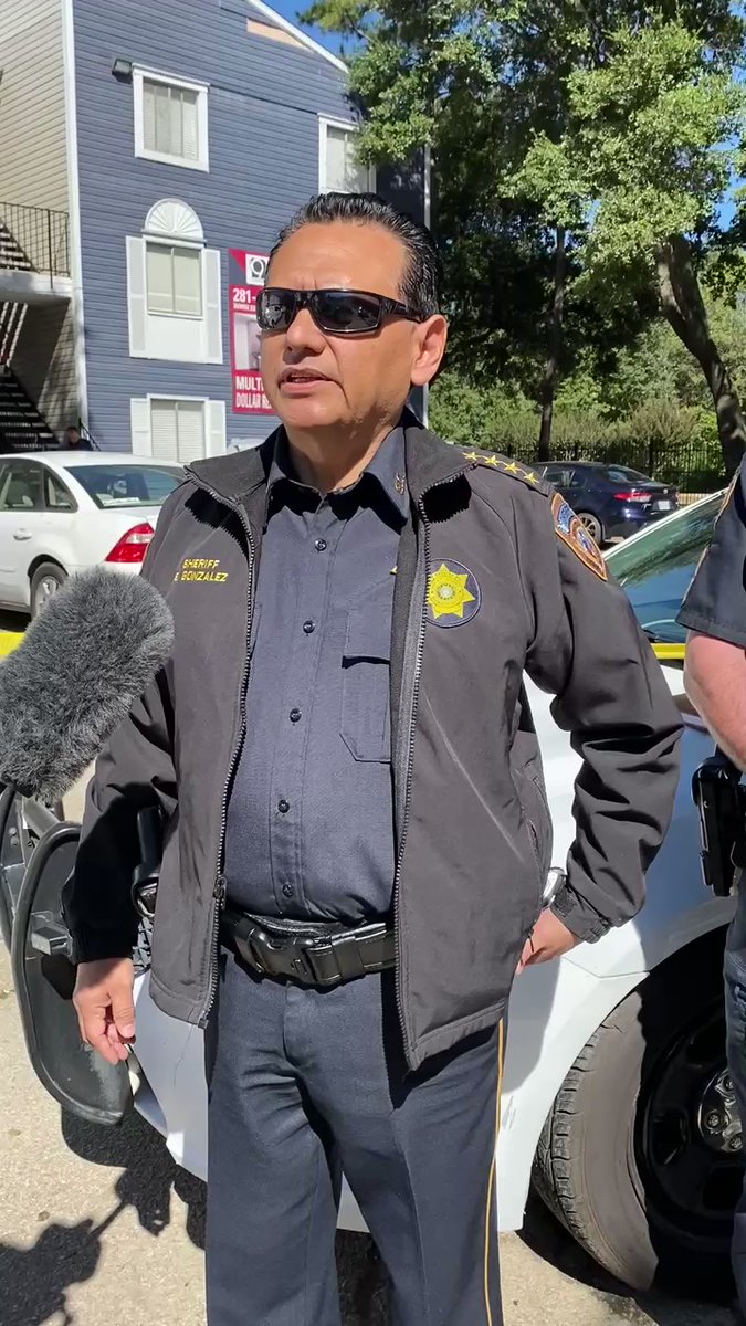 Sheriff Ed Gonzalez briefing media for a homicide in the 900 block of Cypress Station. A male was found deceased from gunshot wounds. Homicide investigator's are on scene