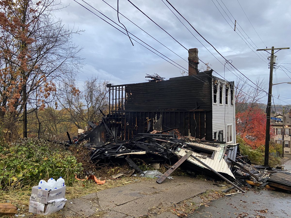 Massive flames ripped through a duplex on Iona St in Pittsburgh's Spring Hill neighborhood last night. Neighbors say one side was abandoned and a woman living in the other side was helped to safety