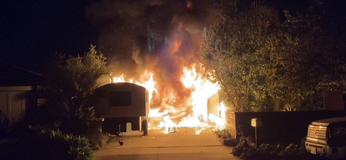 Garage fire   - Thursday night  Selrose Ln  Santa Barbara    Mesa  Explosion heard by neighbors. No injuries.