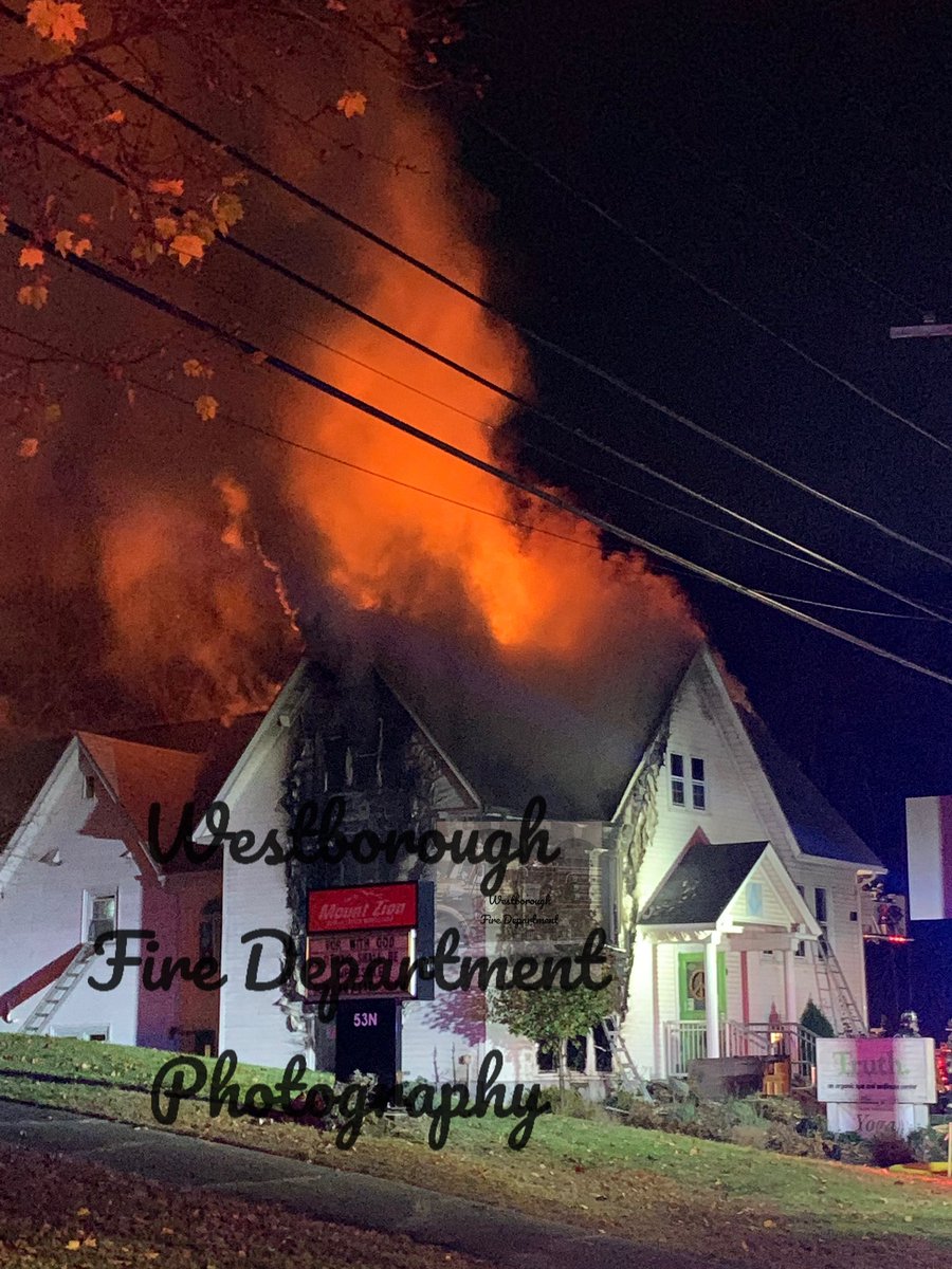 Westborough Engine 4 and Car 2 worked this 2 alarm commercial building fire overnight in Grafton