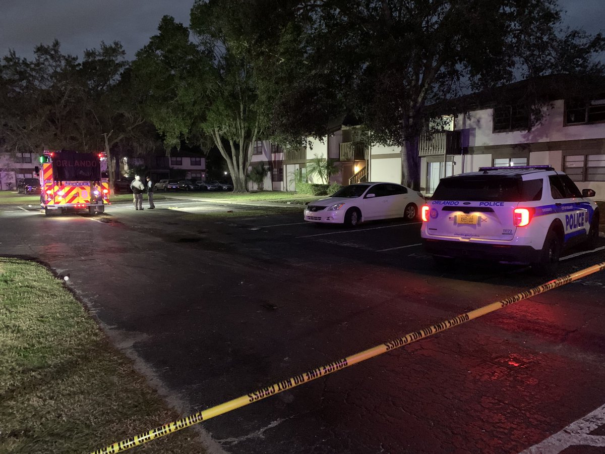 Crews from @OrlandoFireDept and @OrlandoPolice at Acorn Village Apts for a fire on the second floor