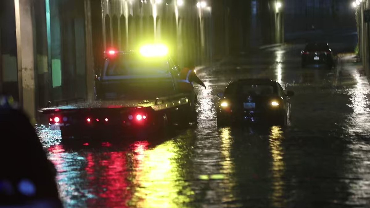 Flooded roads and traffic delays after hours of heavy rain
