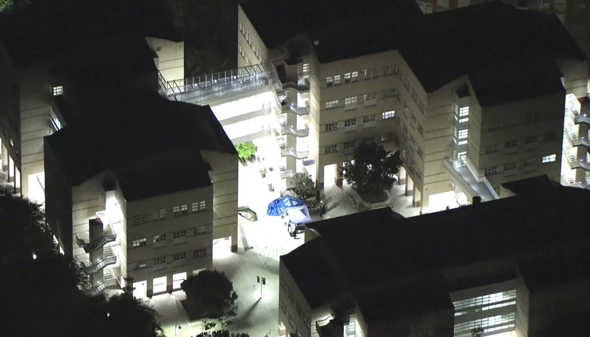 The @UCIrvine campus is a crime scene tonight, after the bodies of two people were discovered in the quad area at the Social Science Plaza B building. Police say it was a murder-suicide that involved two family members, one of which is a former student