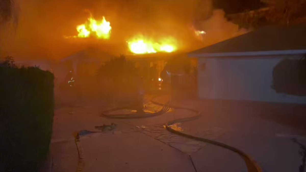 FF's were called at 10:03 p.m. for a fire at a vacant home undergoing renovations in the 10500 blk of Terrace View in unincorporated Tustin. FF's knocked down the fully-involved house fire in just 39 min using a defensive strategy to protect neighboring homes from embers