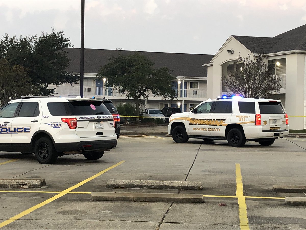 Bay St. Louis as two police officers are shot and killed after responding to a call at a motel around 4:30am. MBI & other agencies are in the scene.