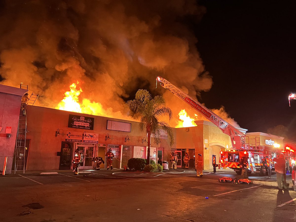 Fire was knocked down at about 6am. Firefighters were able to save 3 of the businesses on the south side of the strip mall. No one was injured. Fire started in a dumpster next to the building. The cause is undetermined