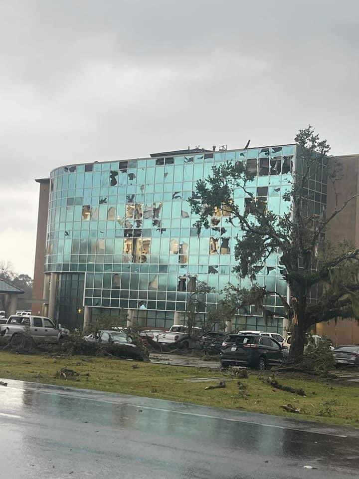The damage & the tornado itself in New Iberia, Louisiana. The 1st image is the Medical Center.