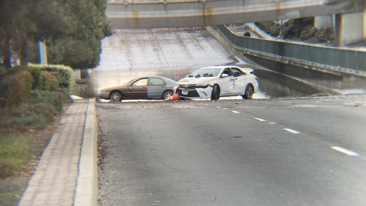 Tracking storm damage across San Joaquin County  Here's a look at Hammer Lane, a major Stockton thoroughfare that has been blocked for just over two days now due to flooding. Waters have receded a bit here exposing three cars that got stuck in the water and abandoned