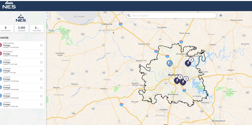 Over 3,000 people are without power across Nashville