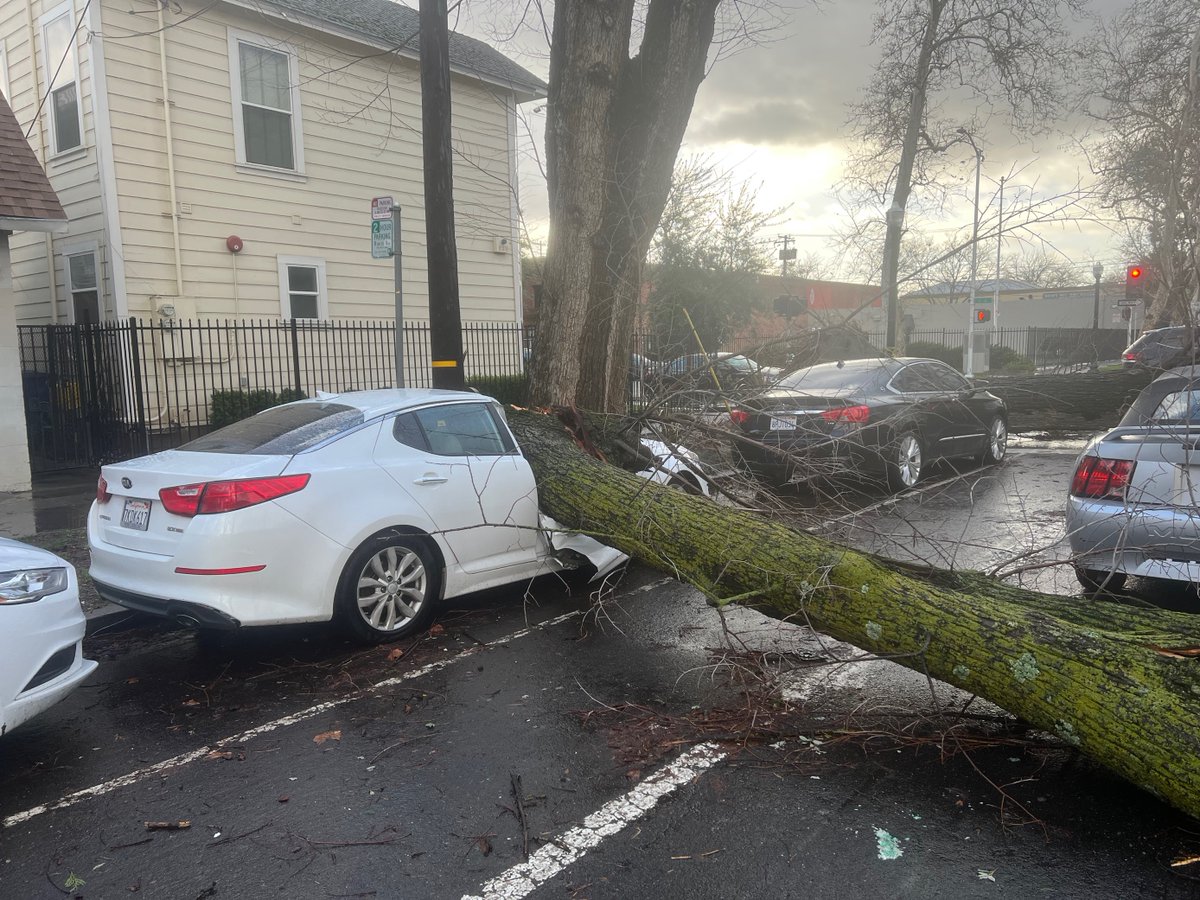 The damage left behind as powerful winds ripped through the Downtown area here in Sacramento last night