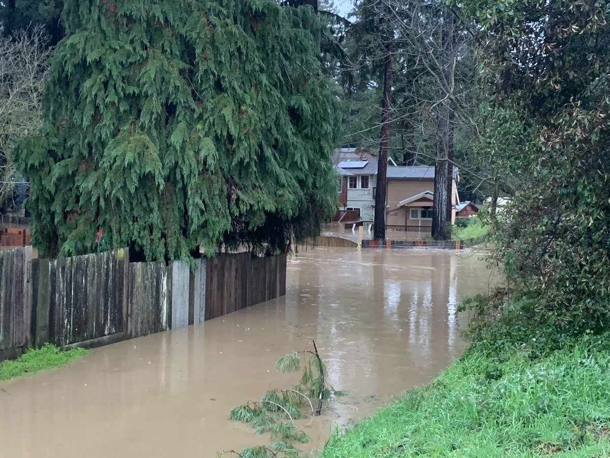 Major flooding in Felton Grove neighborhood. San Lorenzo river has risen several feet over flood stage