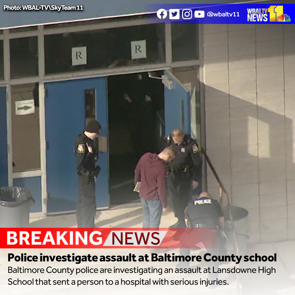 Baltimore County police are investigating an assault at Lansdowne High School that sent a person to a hospital with serious injuries